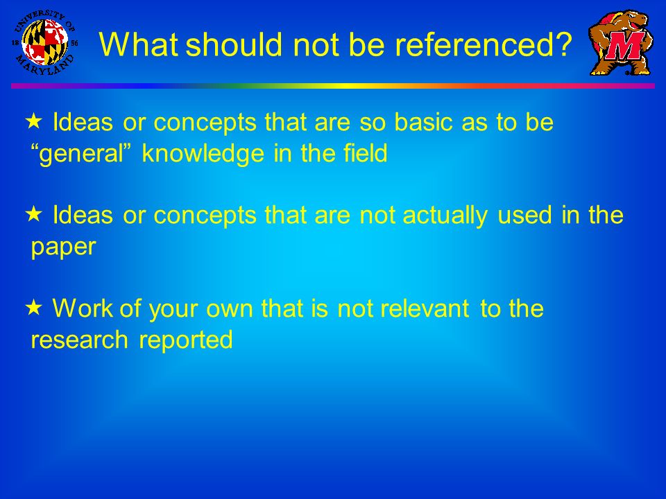 What should not be referenced.