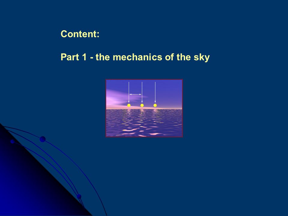 Content: Part 1 - the mechanics of the sky