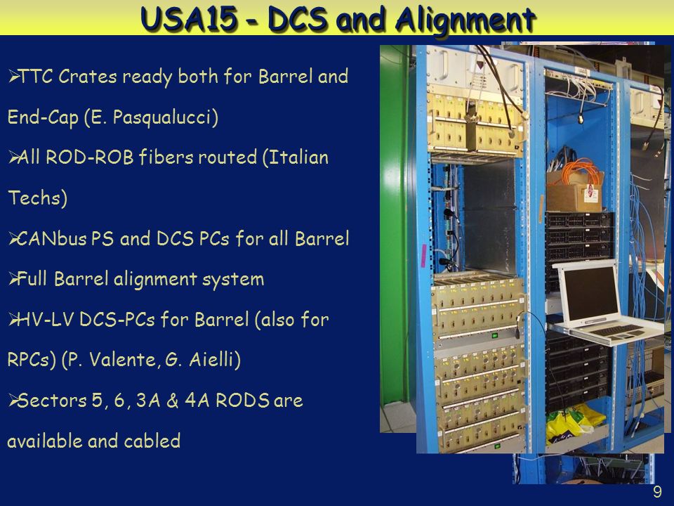 9 USA15 - DCS and Alignment  TTC Crates ready both for Barrel and End-Cap (E.