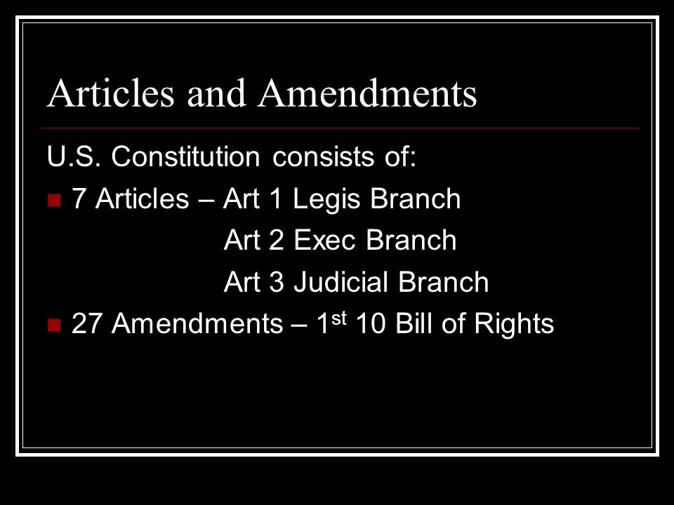 Articles and Amendments U.S.