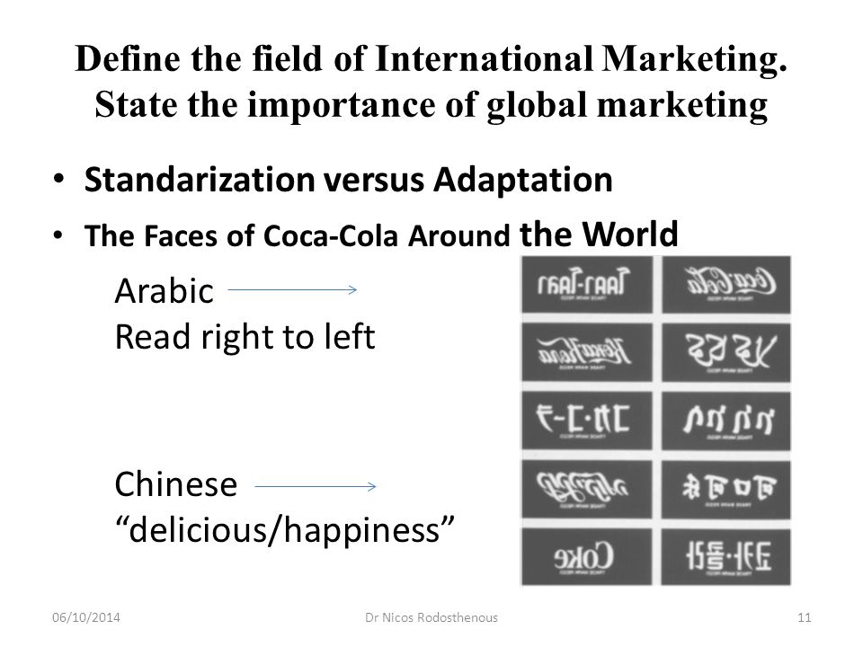 Define the field of International Marketing.
