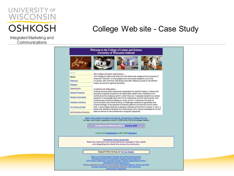 Integrated Marketing and Communications College Web site - Case Study