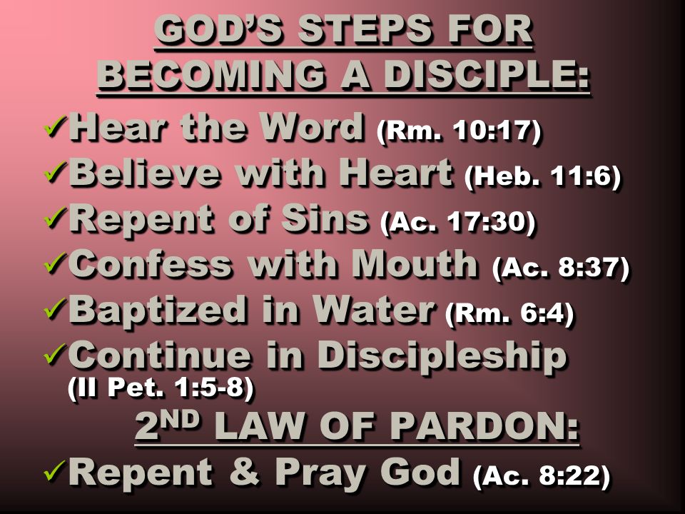 GOD’S STEPS FOR BECOMING A DISCIPLE: Hear the Word (Rm.