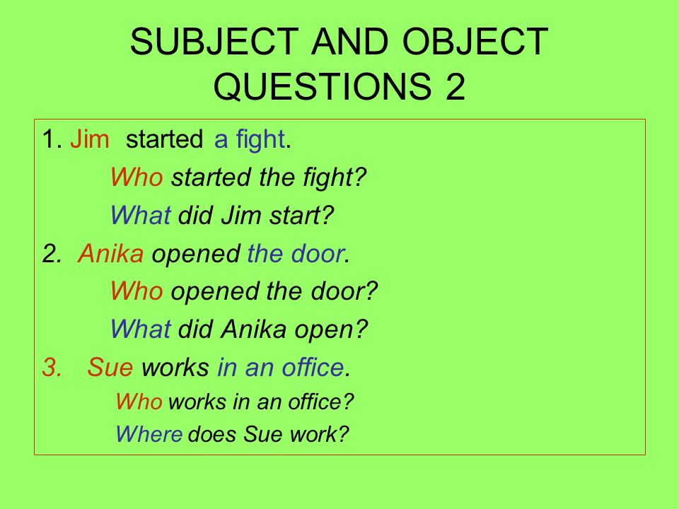 Simple subject. Subject questions в английском языке. Subject вопрос. Субъективные и объективные вопросы в английском языке. Subject questions примеры.