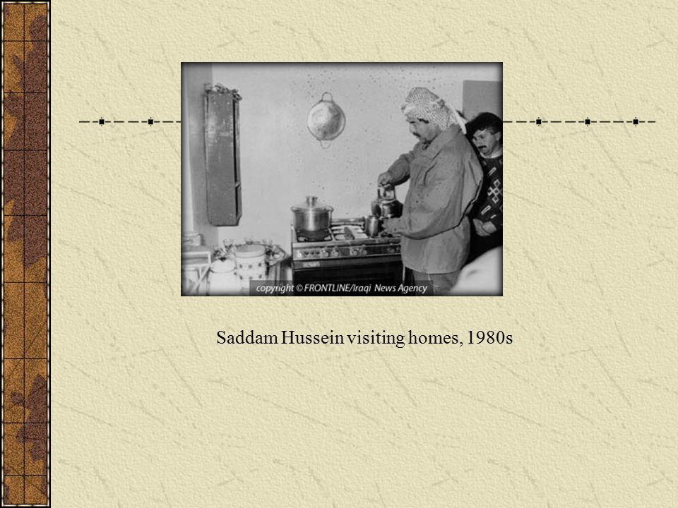 Saddam Hussein visiting homes, 1980s