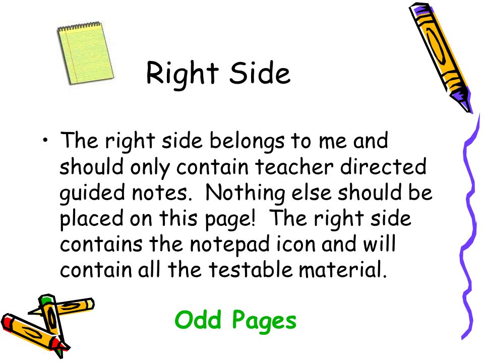 Right Side The right side belongs to me and should only contain teacher directed guided notes.