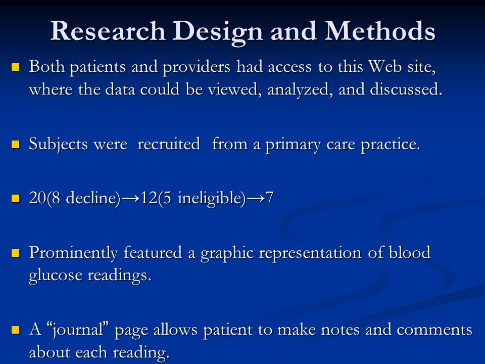 Journal Of Diabetes Science And Technology Diabetes Connected Health: A Pilot Study of a Patient- and Provider