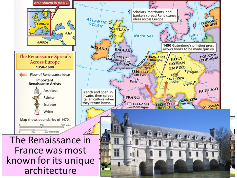 The Renaissance in France was most known for its unique architecture