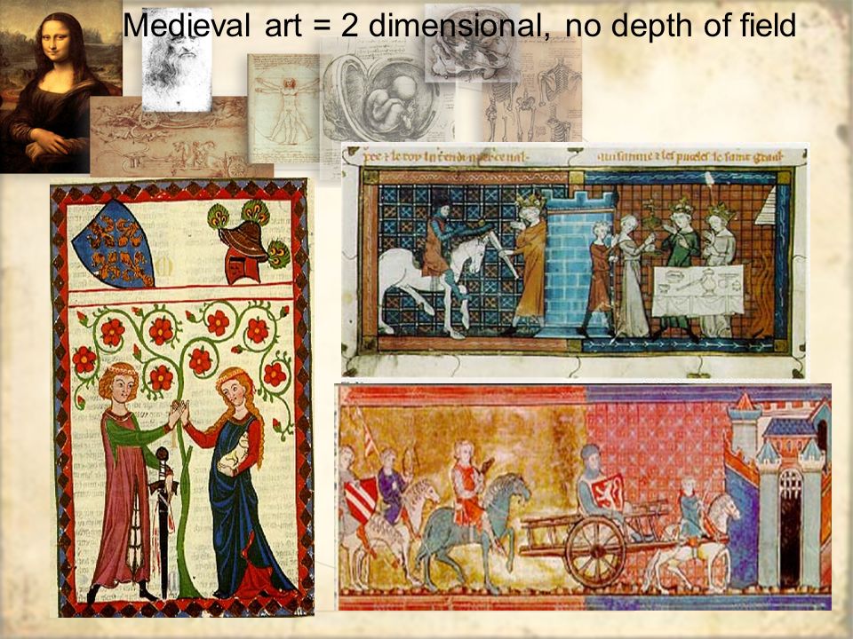 Medieval art = 2 dimensional, no depth of field