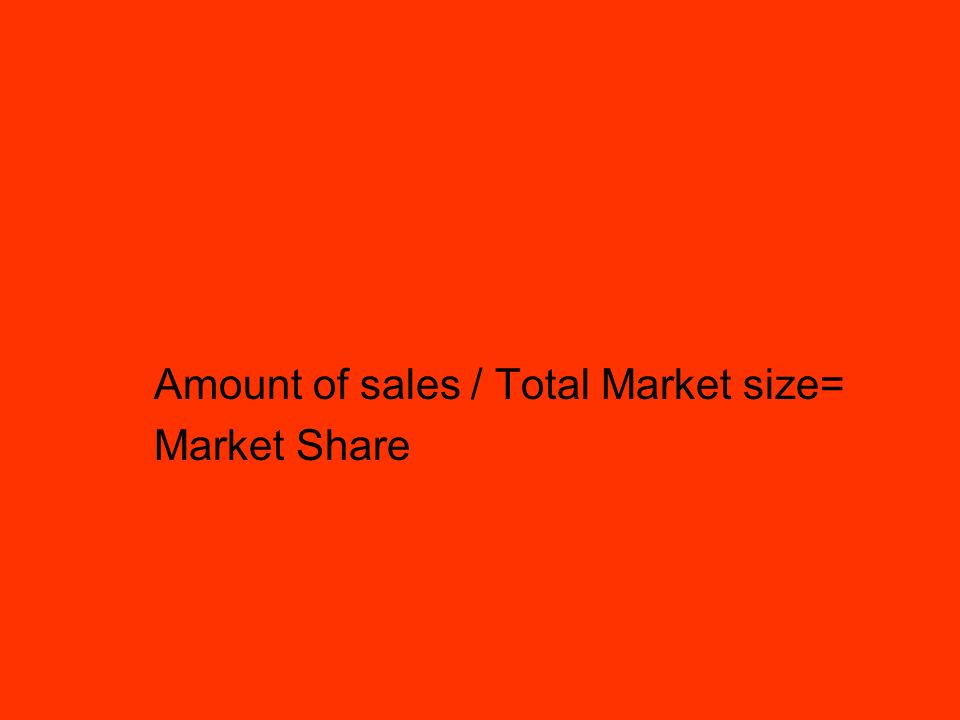 Amount of sales / Total Market size= Market Share