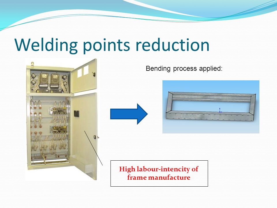 Welding points reduction High labour-intencity of frame manufacture Bending process applied: