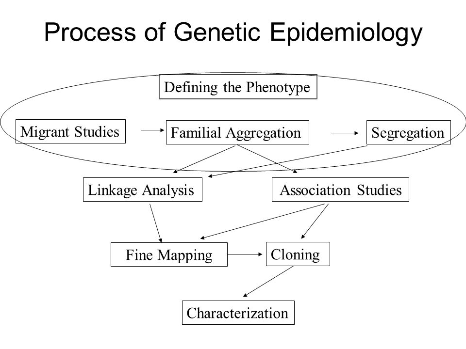 Process Of Genetic Epidemiology Migrant Studies Familial Aggregationsegregation Association Studieslinkage Analysis Fine Mapping Cloning Defining The Phenotype Ppt Download
