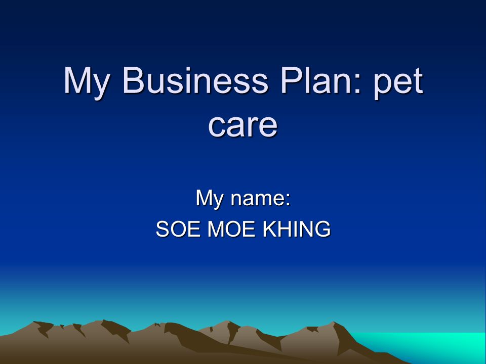 My Business Plan: pet care My name: SOE MOE KHING