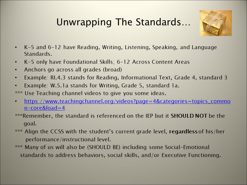 Unwrapping The Standards For Students Who Struggle How Can