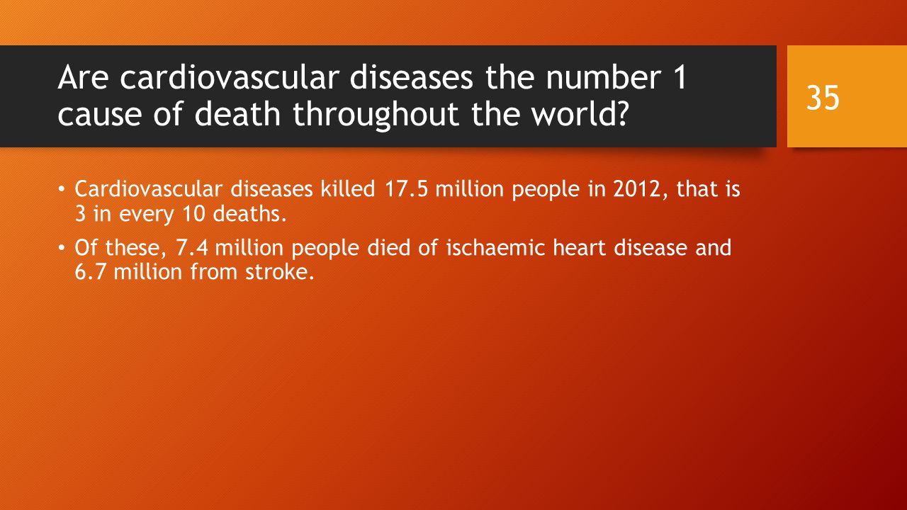 Are cardiovascular diseases the number 1 cause of death throughout the world.