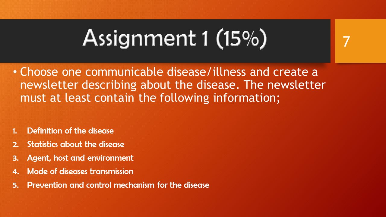 Choose one communicable disease/illness and create a newsletter describing about the disease.
