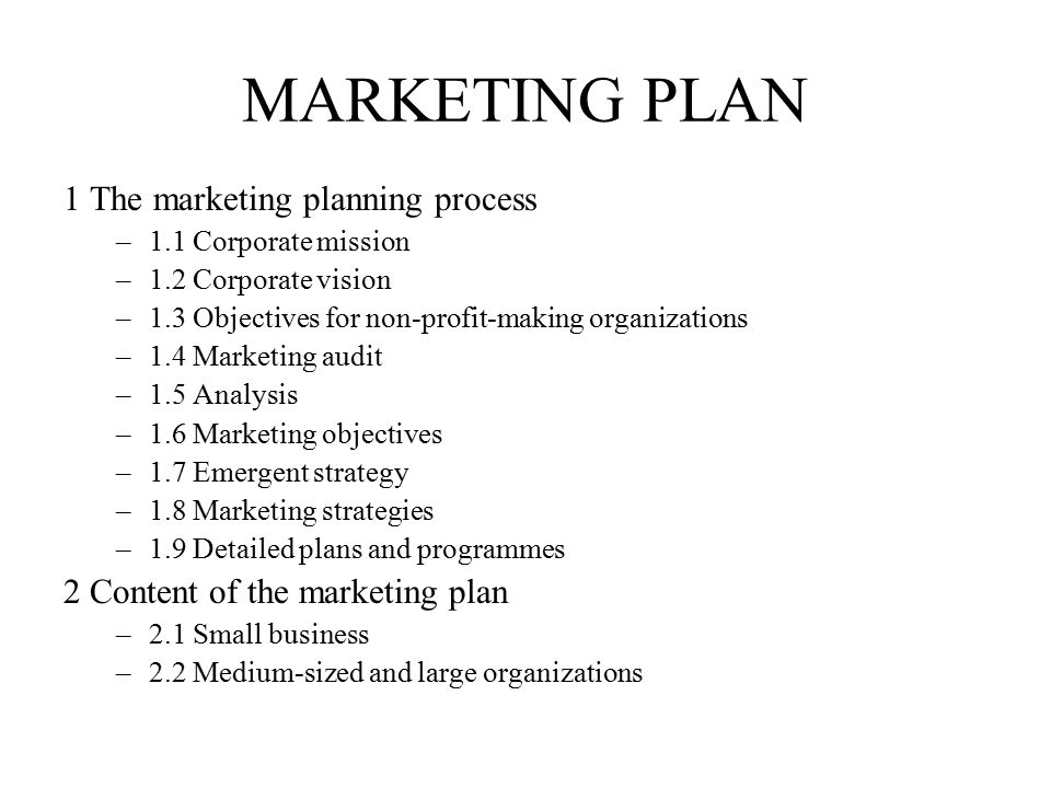 marketing plans for small business