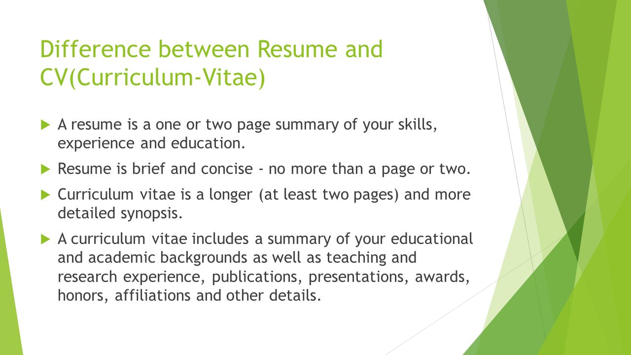Cv Vs Resume What Are The Differences Definitions