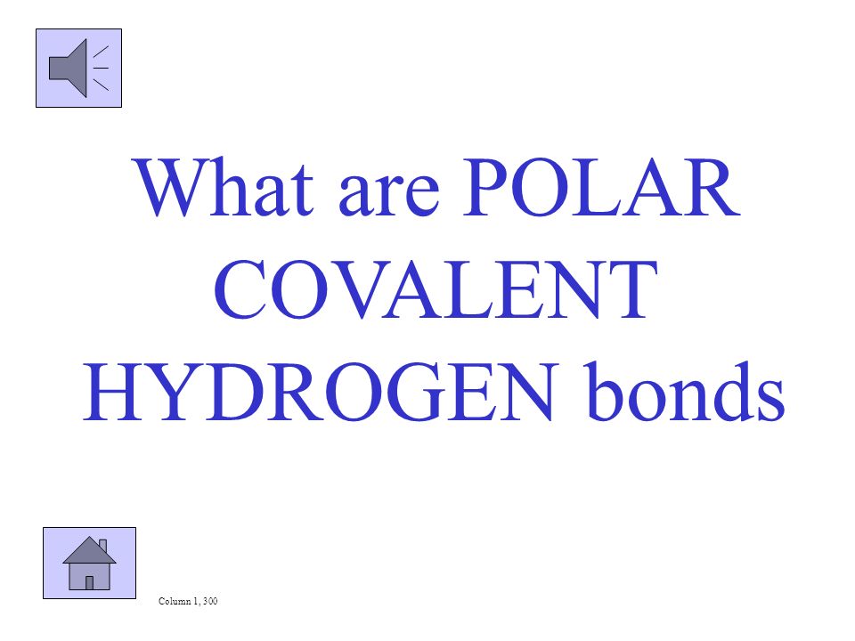 Water is held together by these type of bonds: Column 2, 300