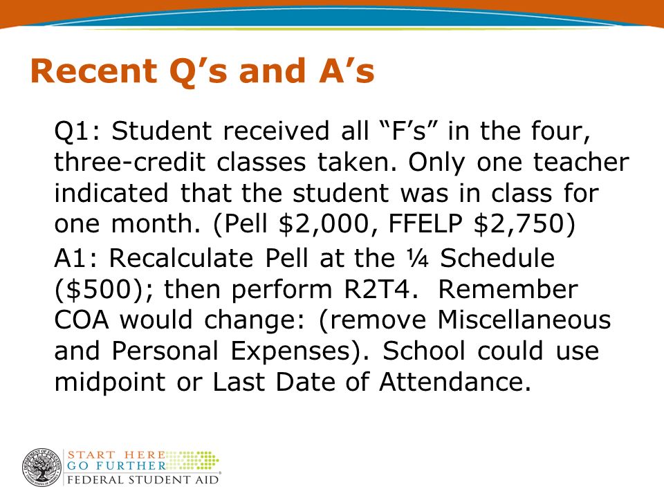 Recent Q’s and A’s Q1: Student received all F’s in the four, three-credit classes taken.
