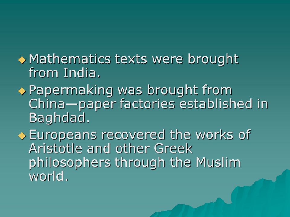  Mathematics texts were brought from India.