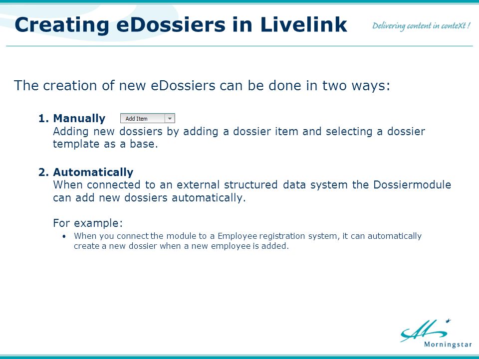 managing edossiers in livelink marc gelissen country general manager