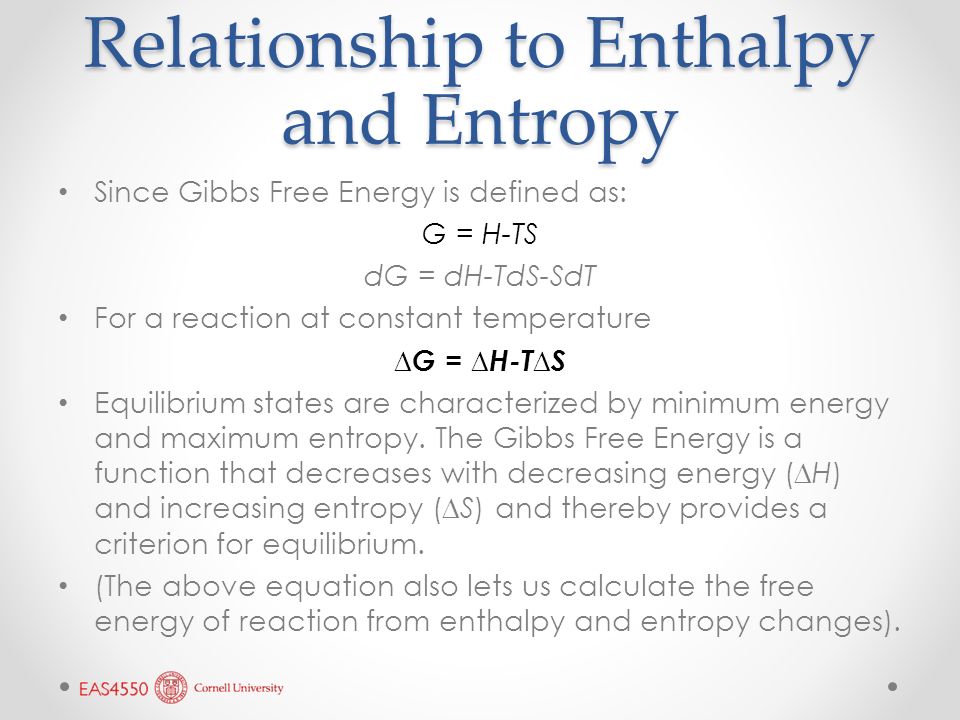 Gibbs Free Energy Entropy Enthalpy Chart
