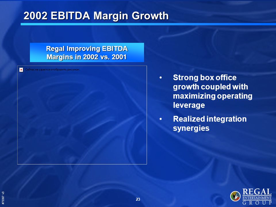 #73397 v EBITDA Margin Growth Regal Improving EBITDA Margins in 2002 vs.