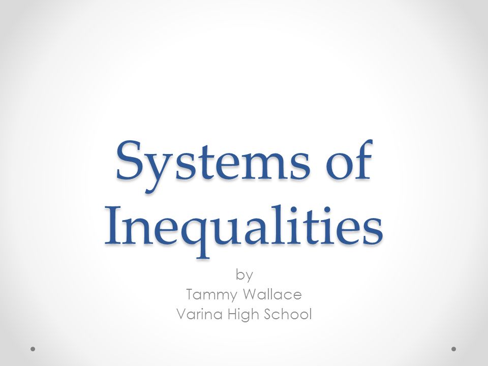 Systems of Inequalities by Tammy Wallace Varina High School