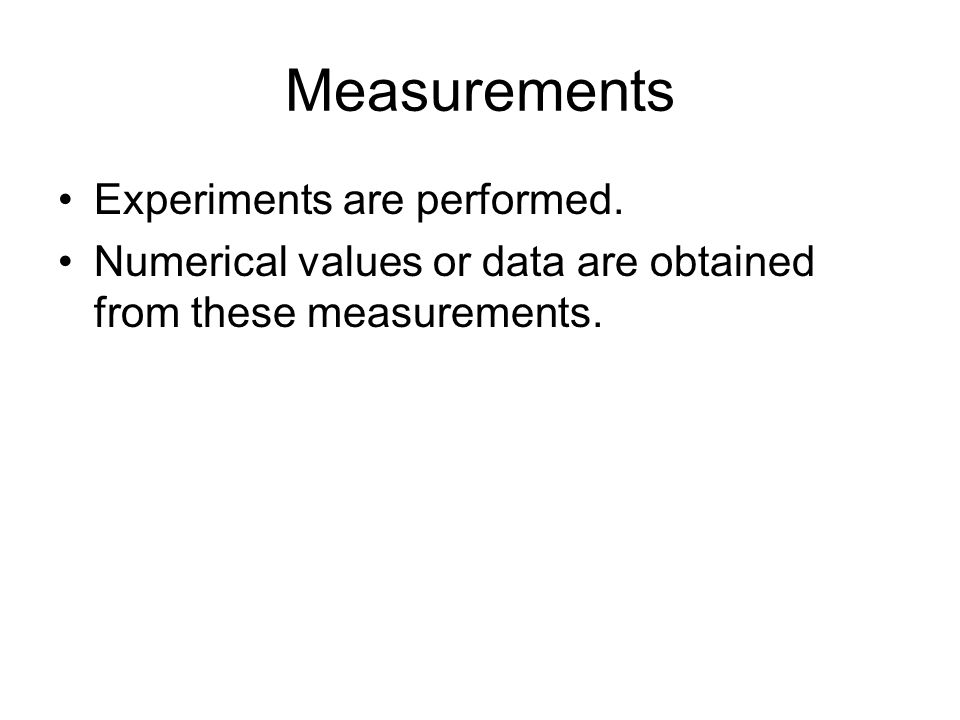 Measurements Experiments are performed.