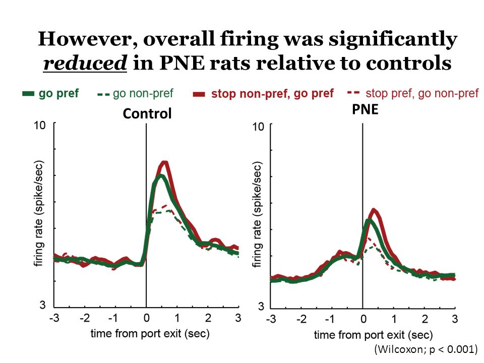 PNE (Wilcoxon; p < 0.001) Control However, overall firing was significantly reduced in PNE rats relative to controls