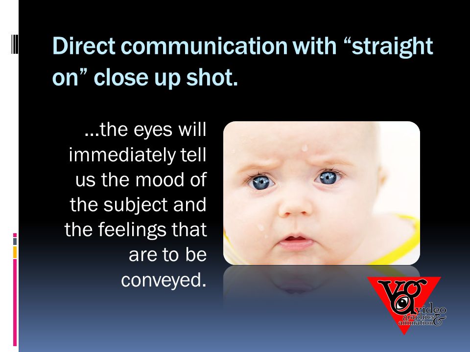 Direct communication with straight on close up shot.