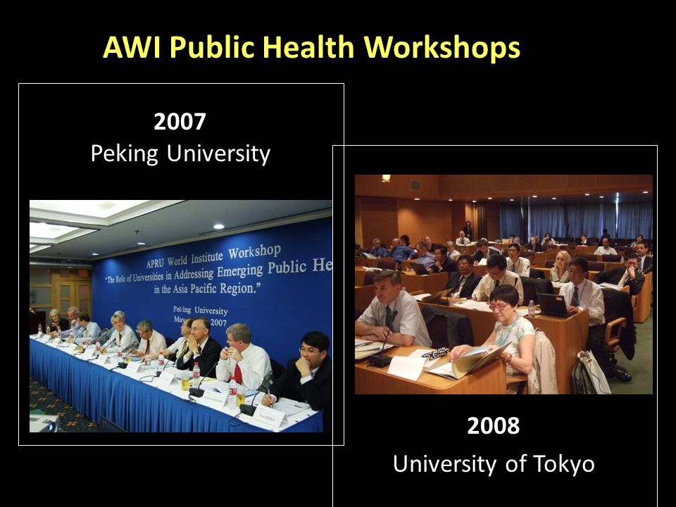 2008 University of Tokyo Background 2007 Peking University AWI Public Health Workshops