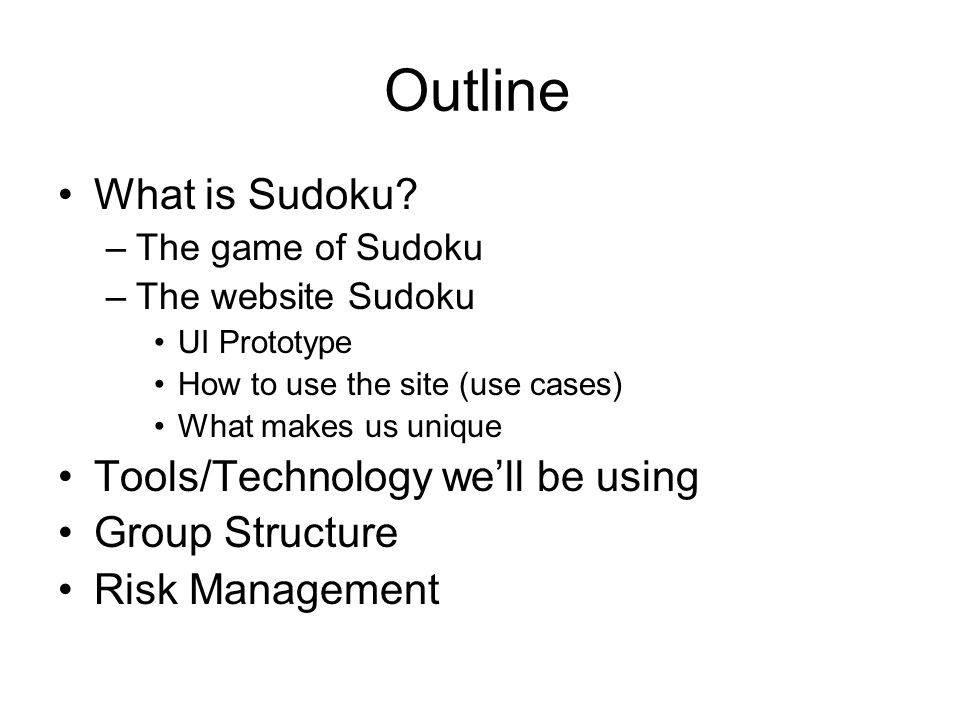 Outline What is Sudoku.
