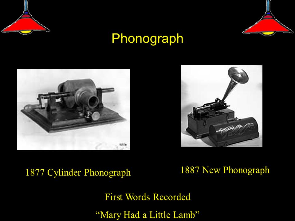 Phonograph 1877 Cylinder Phonograph 1887 New Phonograph First Words Recorded Mary Had a Little Lamb
