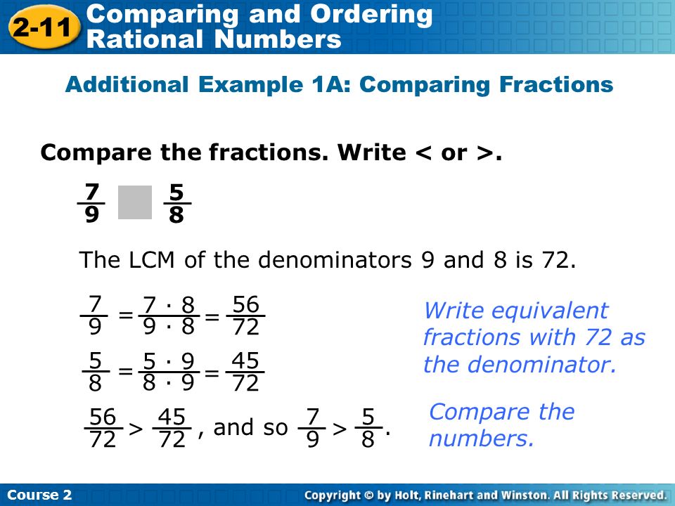 Compare the fractions. Write.