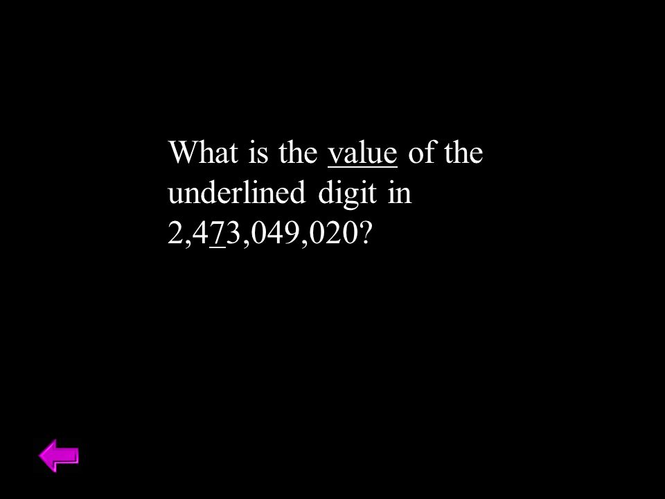 What is the value of the underlined digit in 2,473,049,020