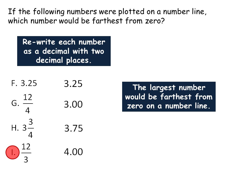 If the following numbers were plotted on a number line, which number would be farthest from zero.