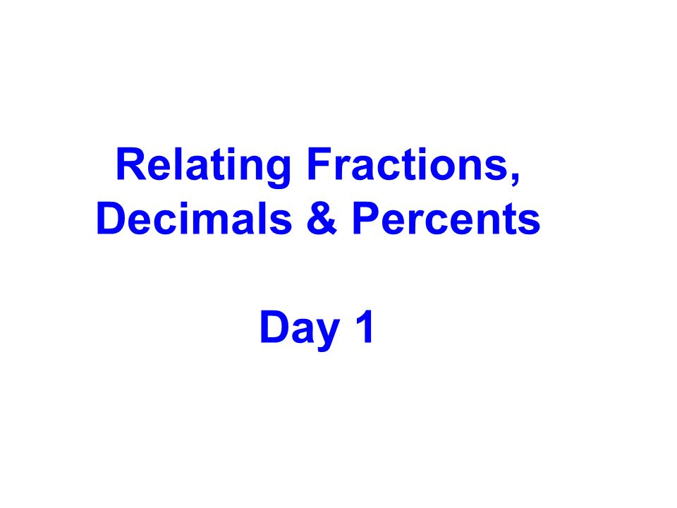 Relating Fractions, Decimals & Percents Day 1