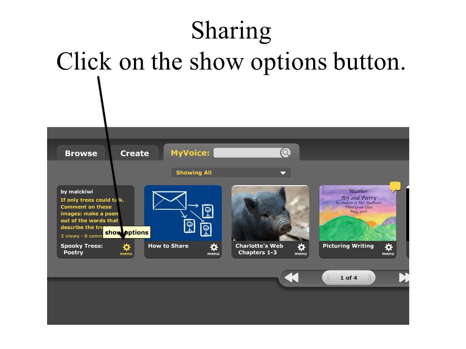 Sharing Click on the show options button.