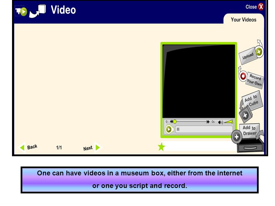 One can have videos in a museum box, either from the internet or one you script and record.