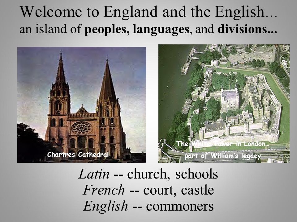 Welcome to England and the English … an island of peoples, languages, and divisions...