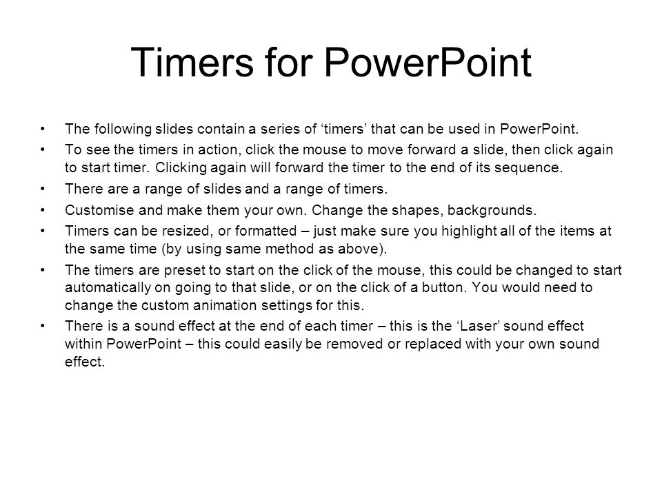 timers for powerpoint the following slides contain a series of
