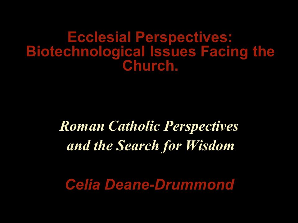 Ecclesial Perspectives: Biotechnological Issues Facing the Church.