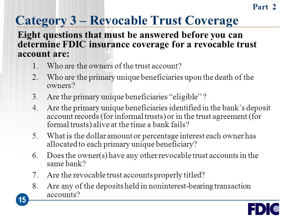 Fdic Seminar On Revocable Trust Accounts For Bankers January Ppt Download