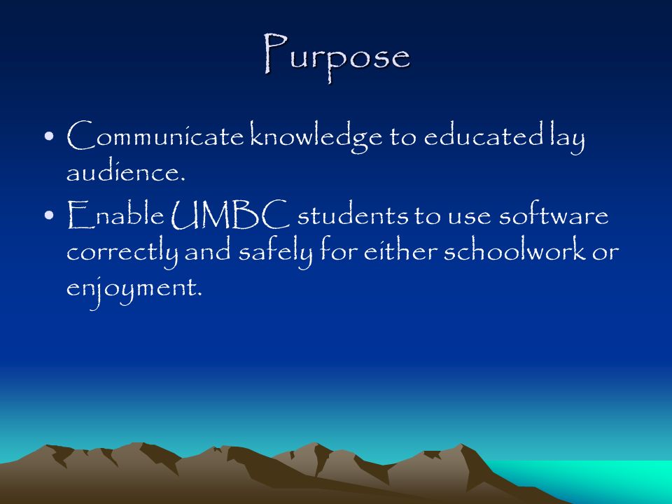Purpose Communicate knowledge to educated lay audience.