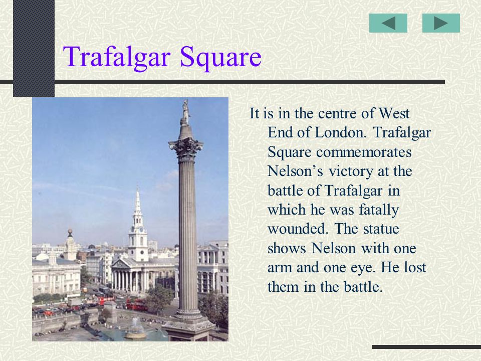 Trafalgar square in london презентация