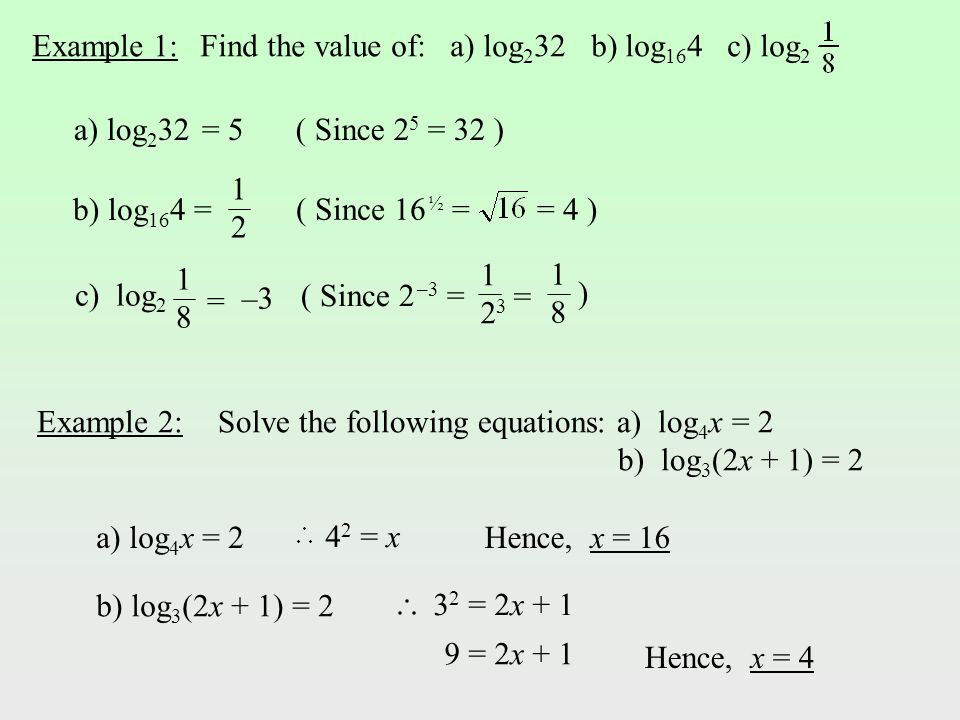 LOGARITHMS. Definition: The “Log” of a number, to a given base, is the  power to which the base must be raised in order to equal the number.  e.g.your calculator. - ppt download