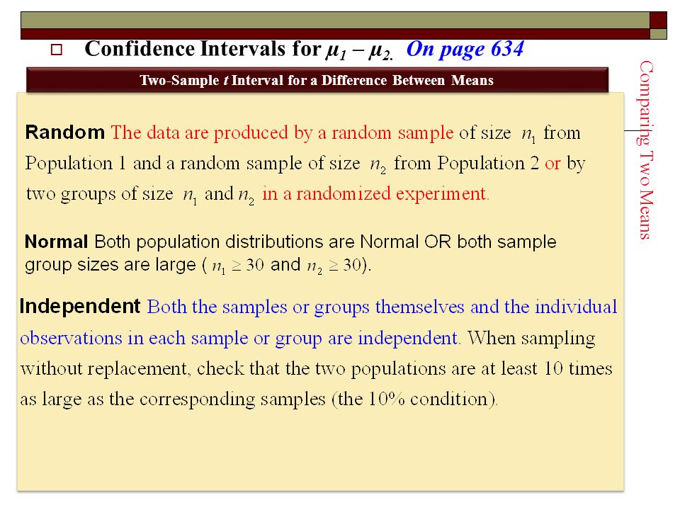  Confidence Intervals for µ 1 – µ 2.