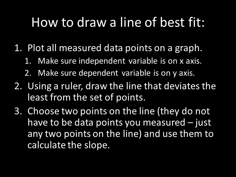 How to draw a line of best fit: 1.Plot all measured data points on a graph.